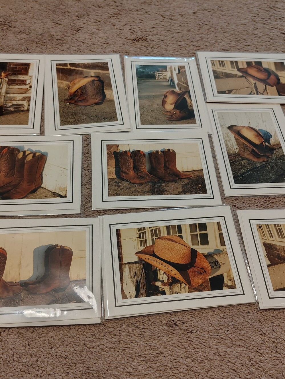 Set Of 10 Blank Cowboy/Cowgirl Greeting Cards. New.
